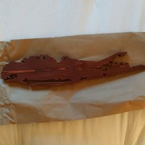 Wood cutout of Long Island, NY